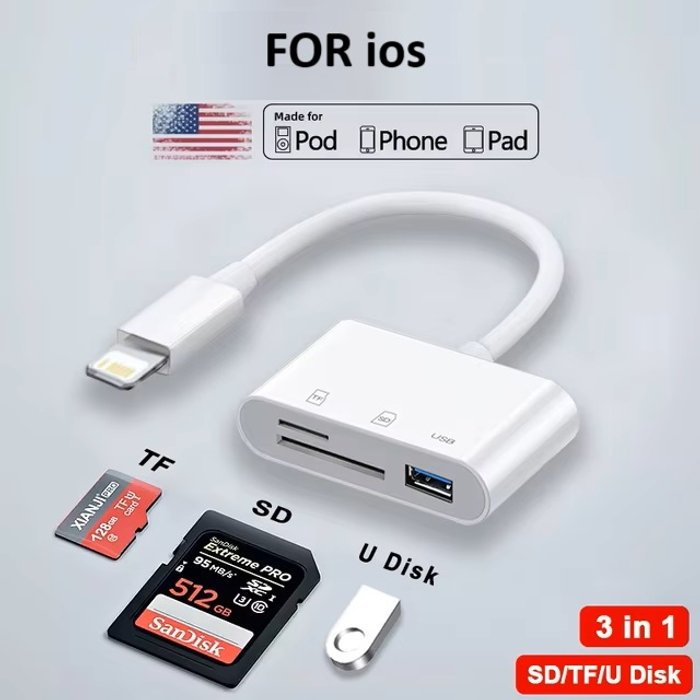 Card Reader 3 в 1 для смартфонів з IOS / USB, TF, SD