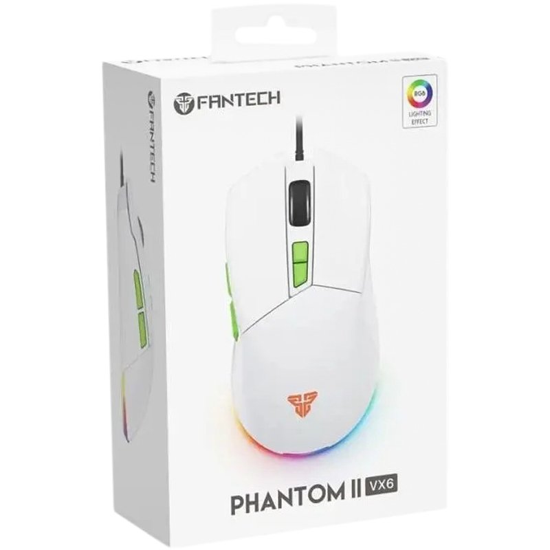 Миша USB Fantech VX6 Phantom II 7-buttons RGB (7200dpi/20G) White
