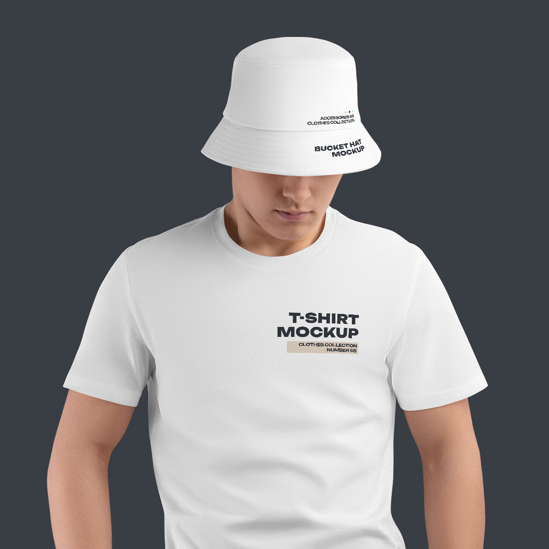 6 Mockups Bucket Hat and T-Shirt