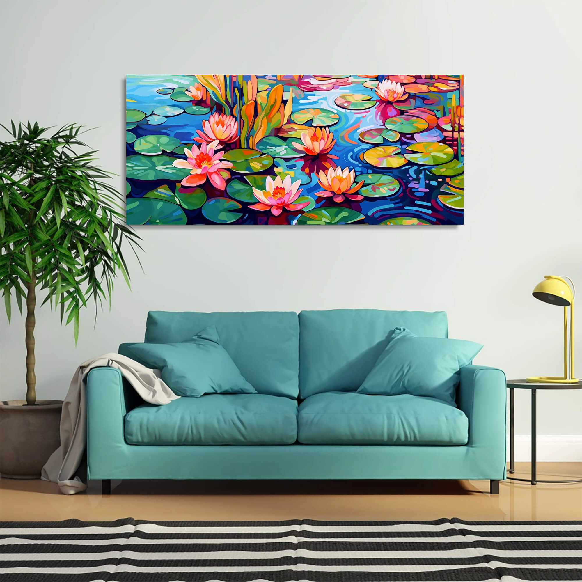 Water lilies IV, 180x80 cm, original acrylic painting on canvas