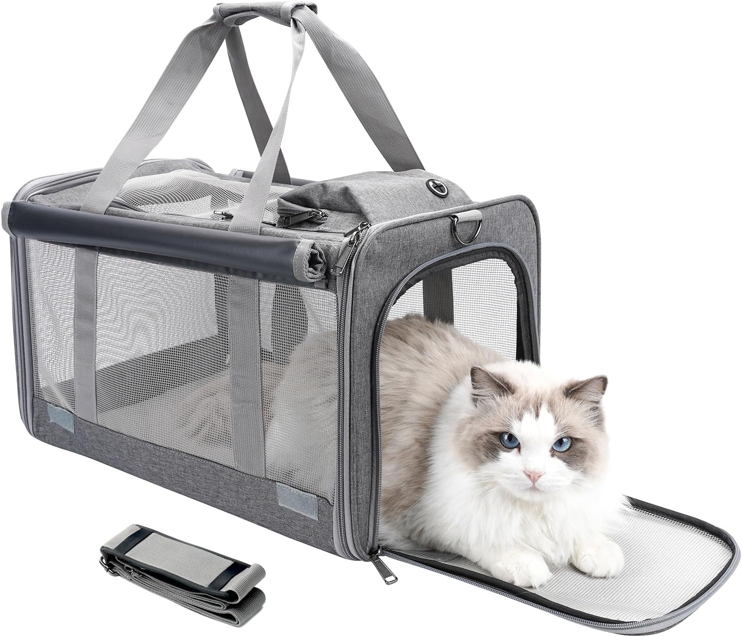 HSC PET Cat Carrier Small Dog Bag Grey Softsided Handbag