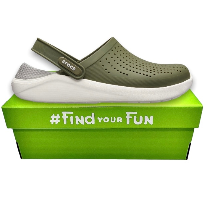 Crocs LiteRide Clog Army Green/White Сабо Крокси чоловічі / жіночі темно-зелені