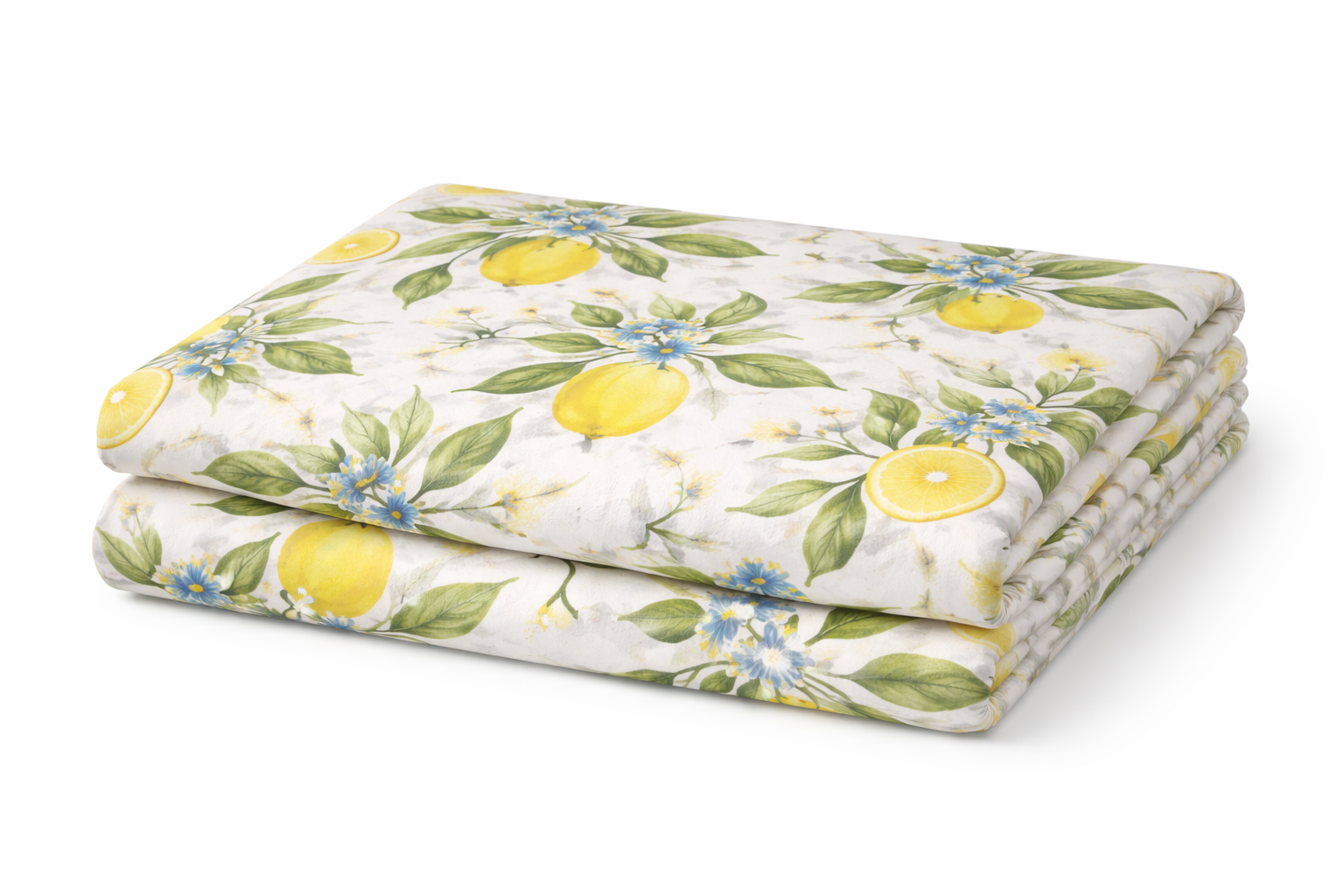 Простирадло ранфорс принт без гумки "Лимони з листям "
