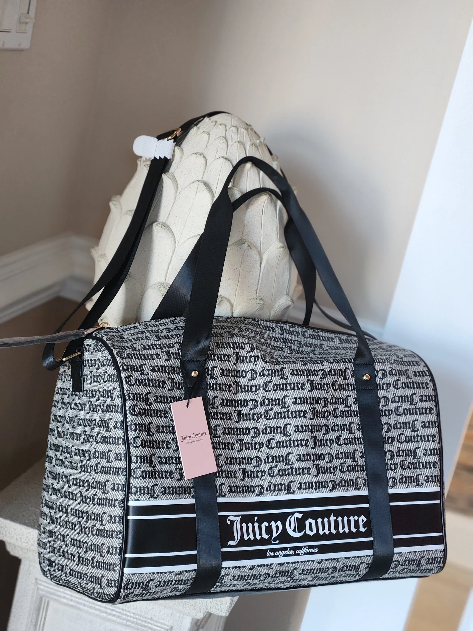 Дорожня сумка Juicy Couture Heartless Weekender Duffle Bag TikTok Black Bag Embossed Bling-copy