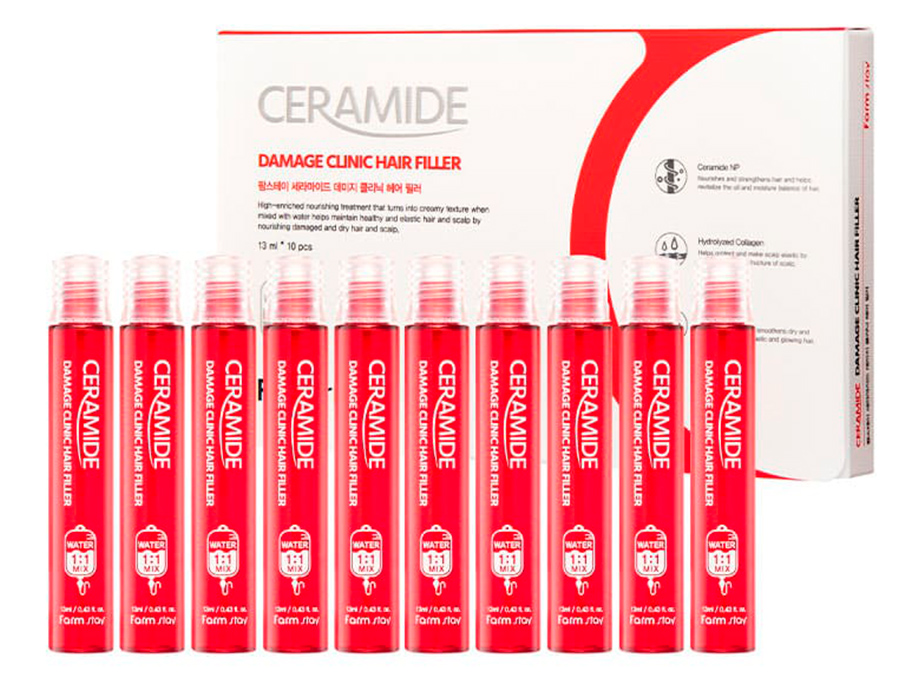 Зволожувальний філлер з керамідами для волосся FarmStay Ceramide Damage Clinic Hair Filler