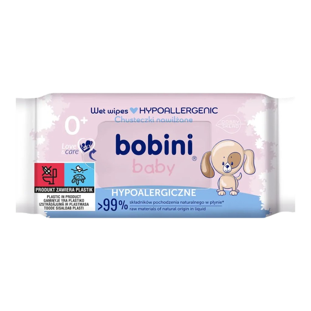 Гіпоалергенні вологі серветки Bobini Baby, 60 шт