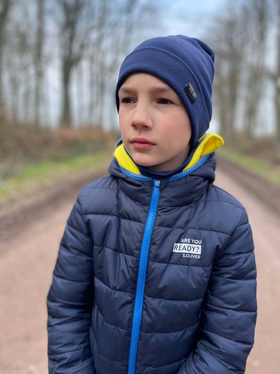 Шапка з підворотом - темно-синій