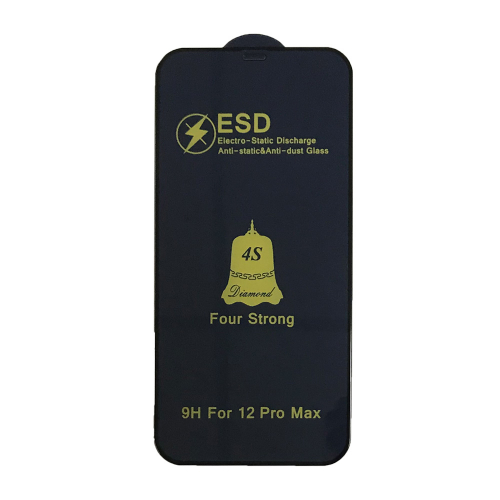 Захисне скло ESD 4S (anti-static) for iPhone 12 Pro Max чорне тех. пак.