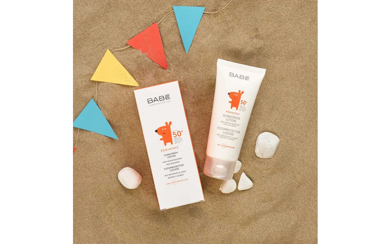 Дитячий сонцезахисний лосьйон BABE Laboratorios для обличчя та тіла spf 50+ PEDIATRIC 100 мл., 0 міс.+