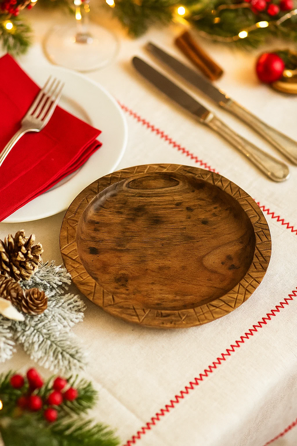 Святкова сервірувальна тарілка з ручною різьбою