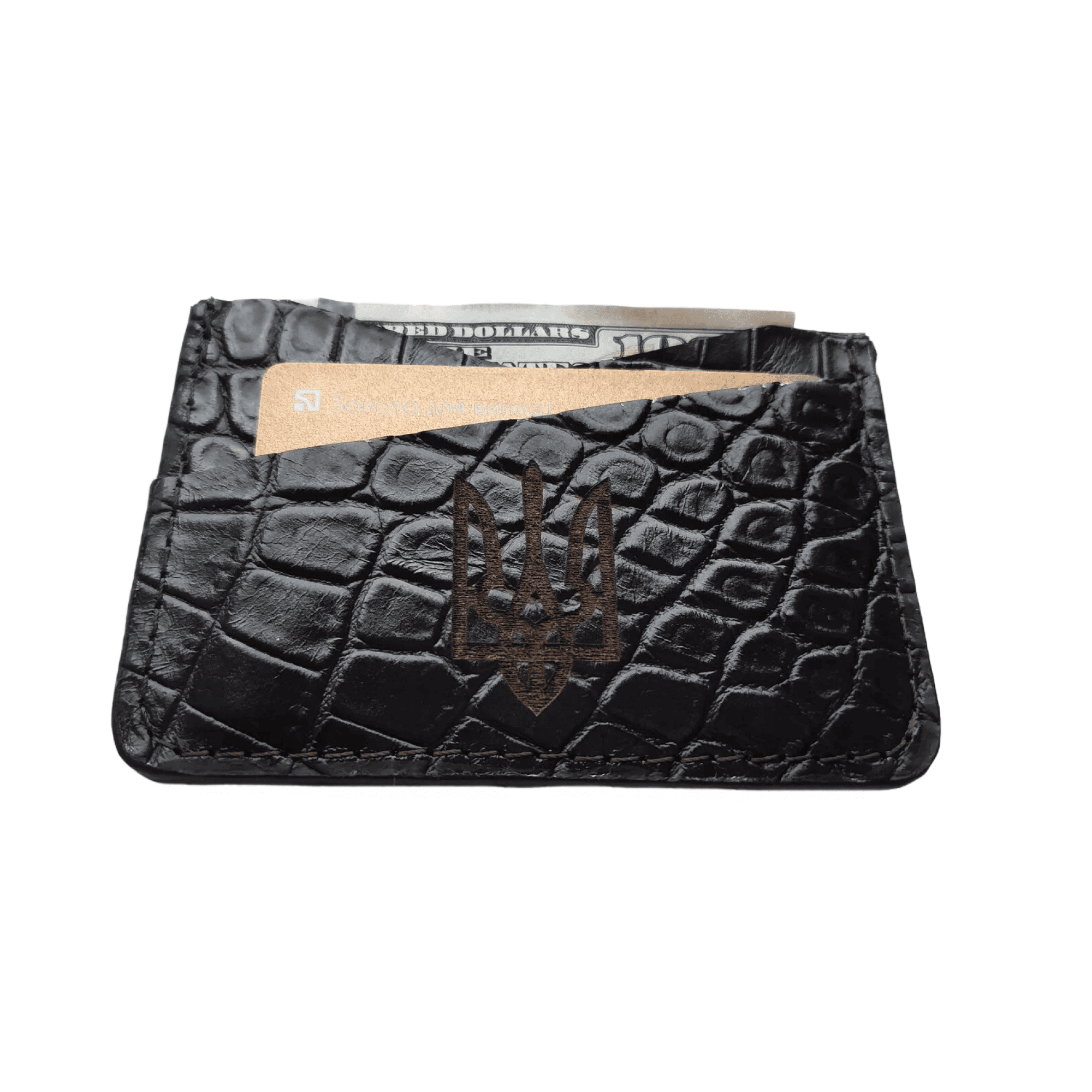 Reptile leather cardholder Black