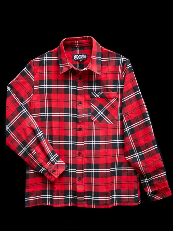 Фланелева сорочка "Red/Black" від українського бренду "Malva Ammunition".
