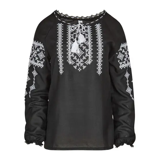 Вишиванка жіноча чорний льон