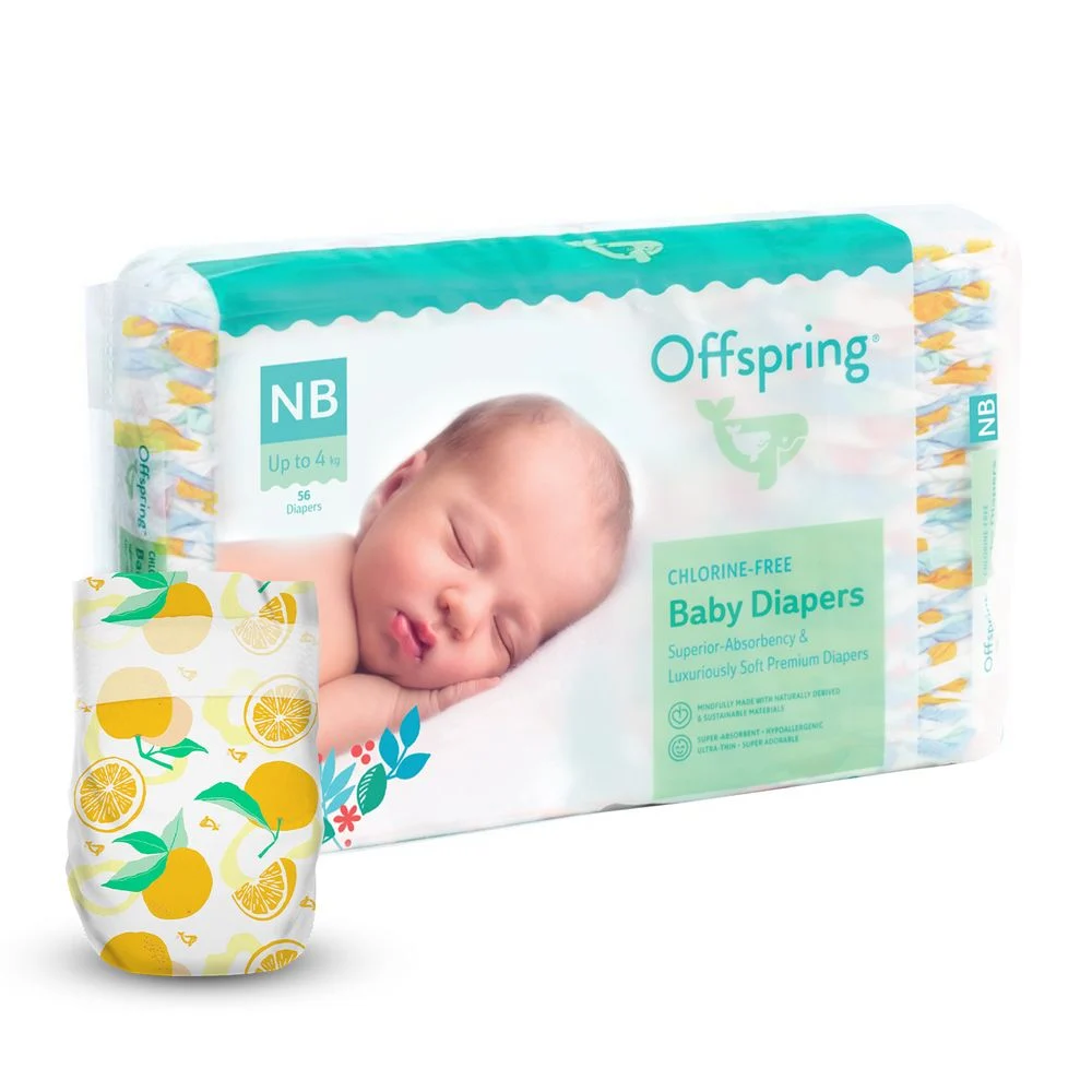 Підгузки Offspring Tangy Orange, розмір NB, до 4 кг, 56 шт.