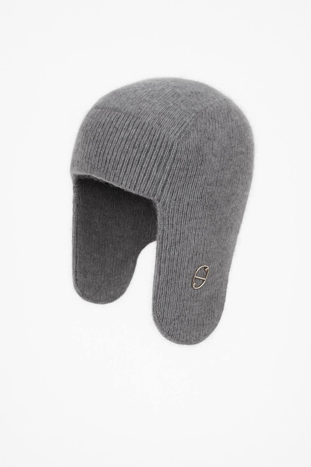 Вушанка з ангори не обʼємна сіра