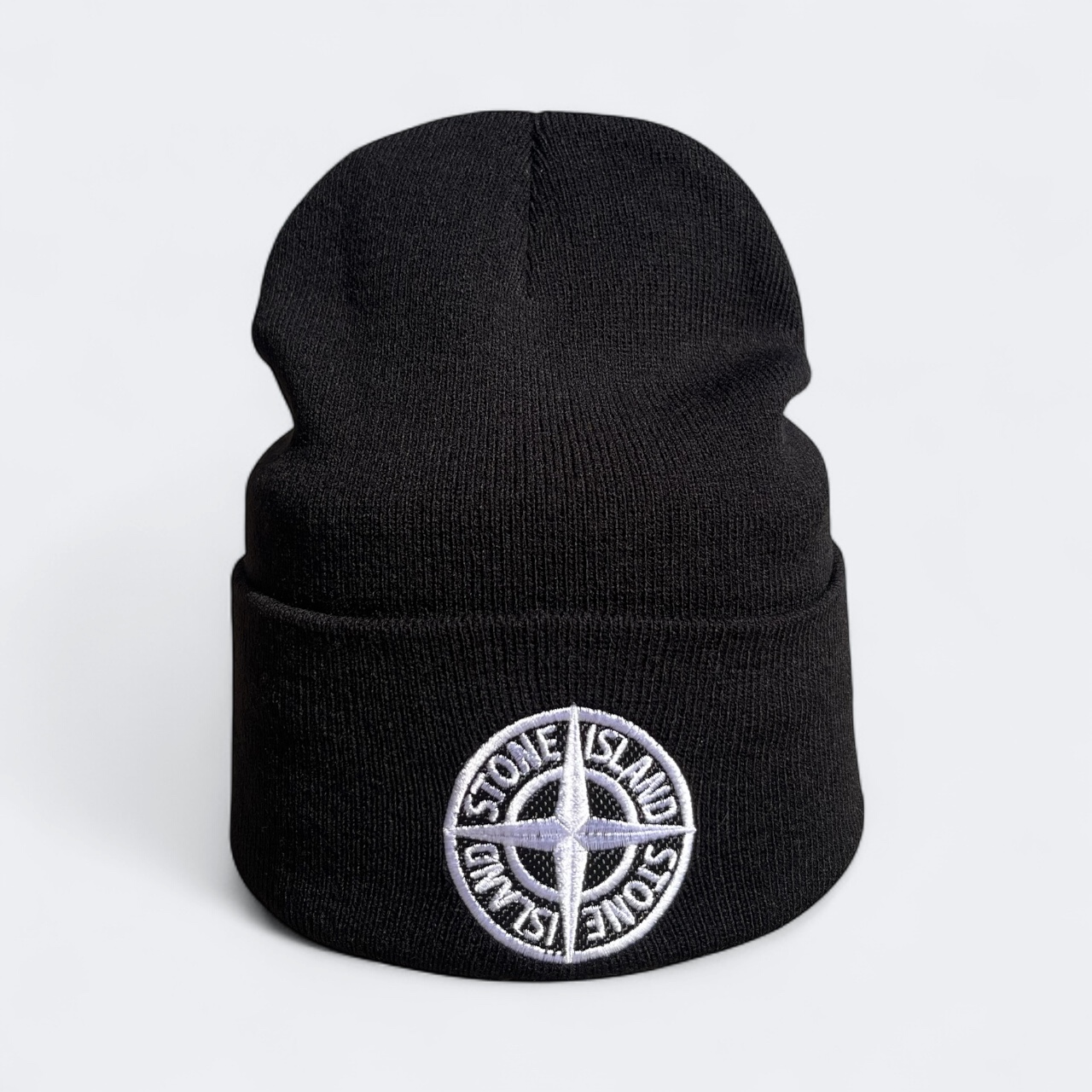 Шапка Чоловіча Осіння Stone Island - Стоун Айленд (Біла Вишивка)