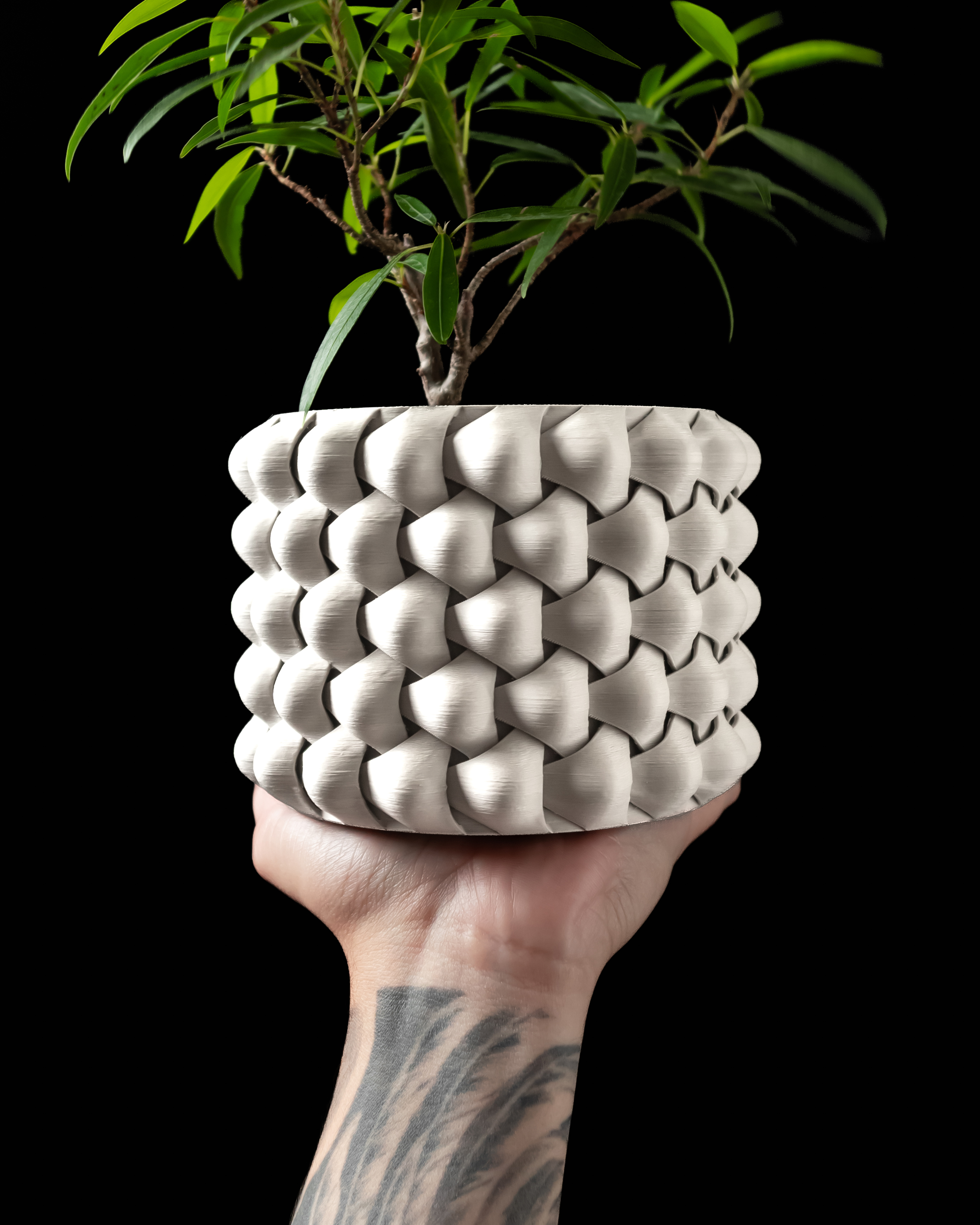 Tri-Weave Planter Pot – Patterned 3D Printed Planter
