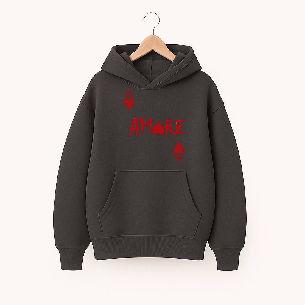 ХУДІ  ОВЕРСАЙЗ  ГРАФІТ   З ПРИНТОМ "АМОРЕ"