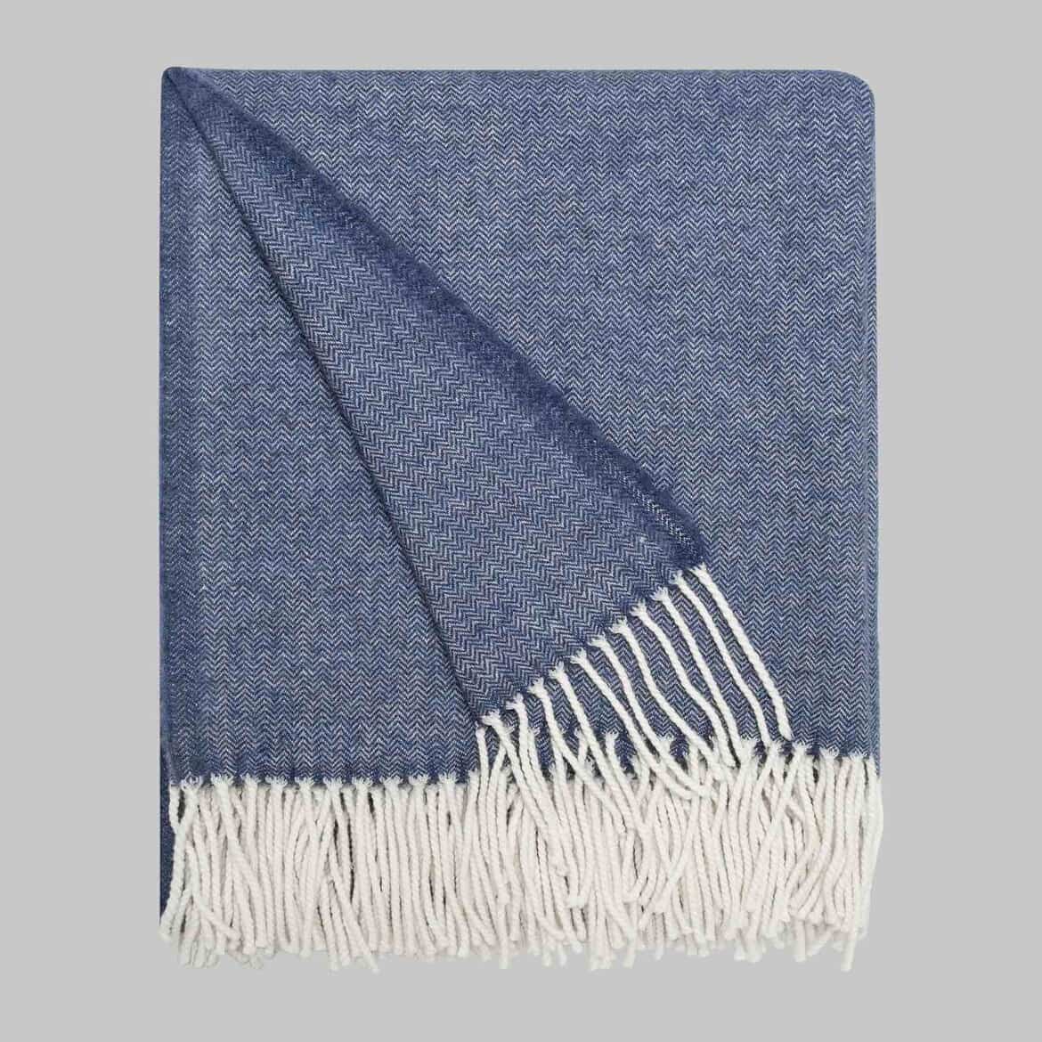 Синій плед Sarev 100% вовна,130×170 см