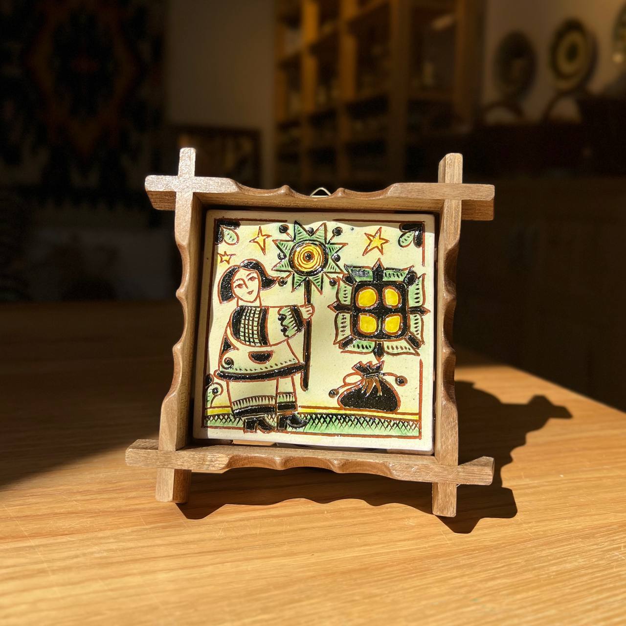 Плиточка у рамці "Різьдв'яна хата", 15*15 см