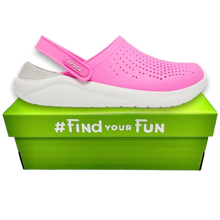 Crocs LiteRide Clog Electric Pink/ Almost White Сабо Крокси жіночі малинові