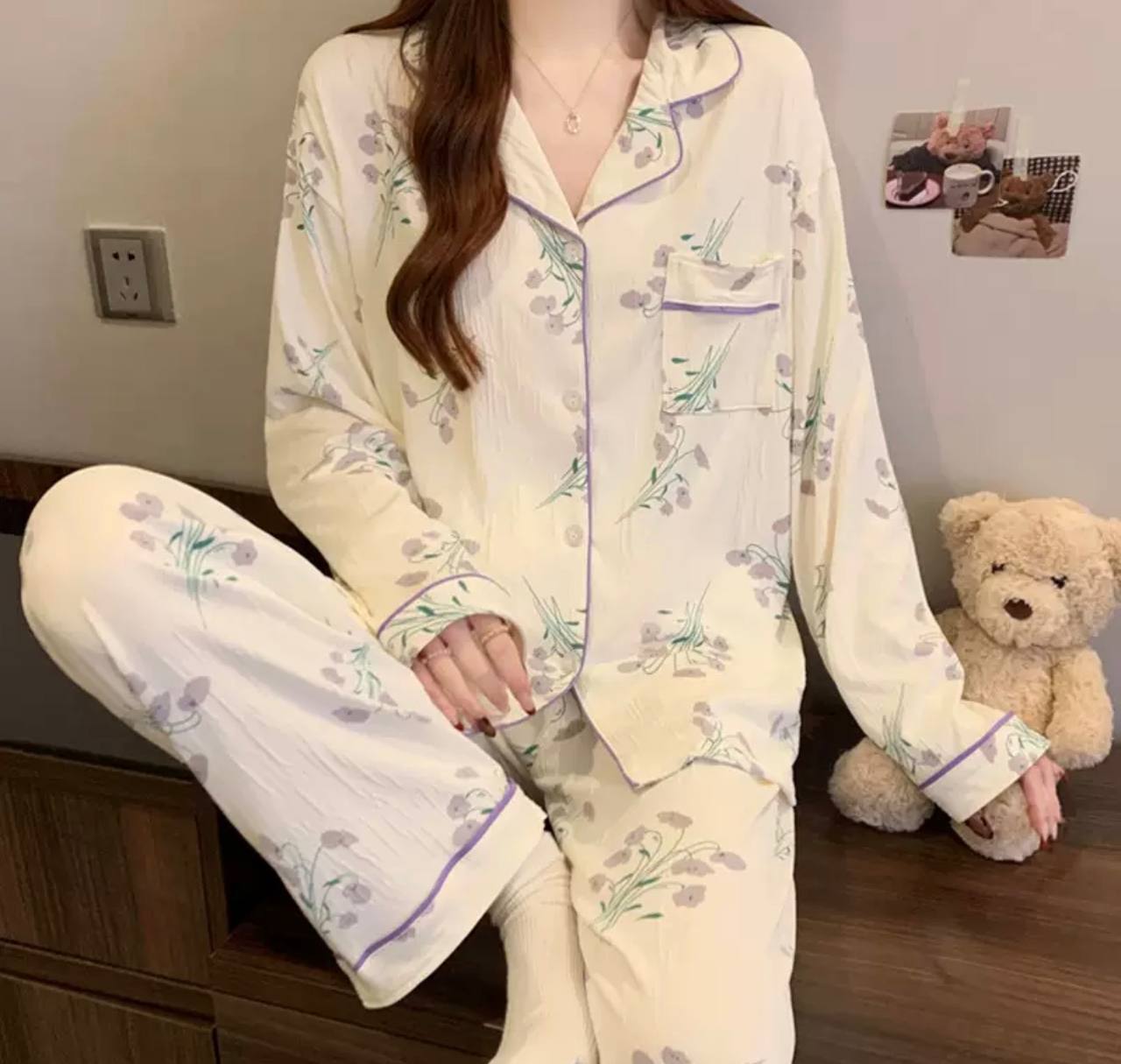 Піжама жіноча з квітами,  костюм для дому, одяг для сну