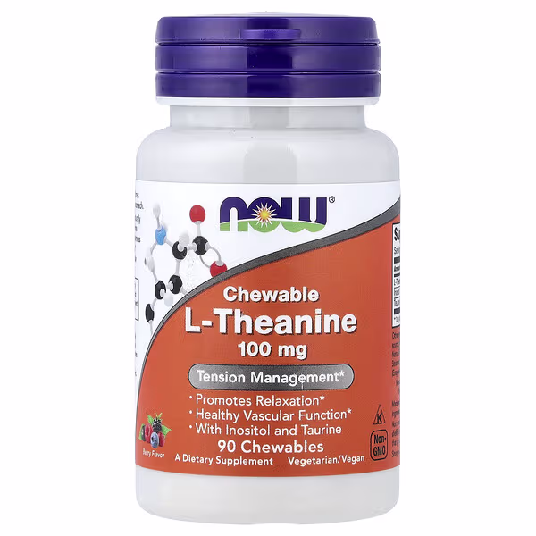 NOW Foods, Chewable L-Theanine, 100 mg, 90 Chewables