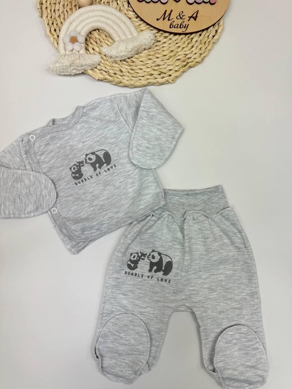 Комплект теплий для новонародженого: розпашонка + повзунки з футера начос