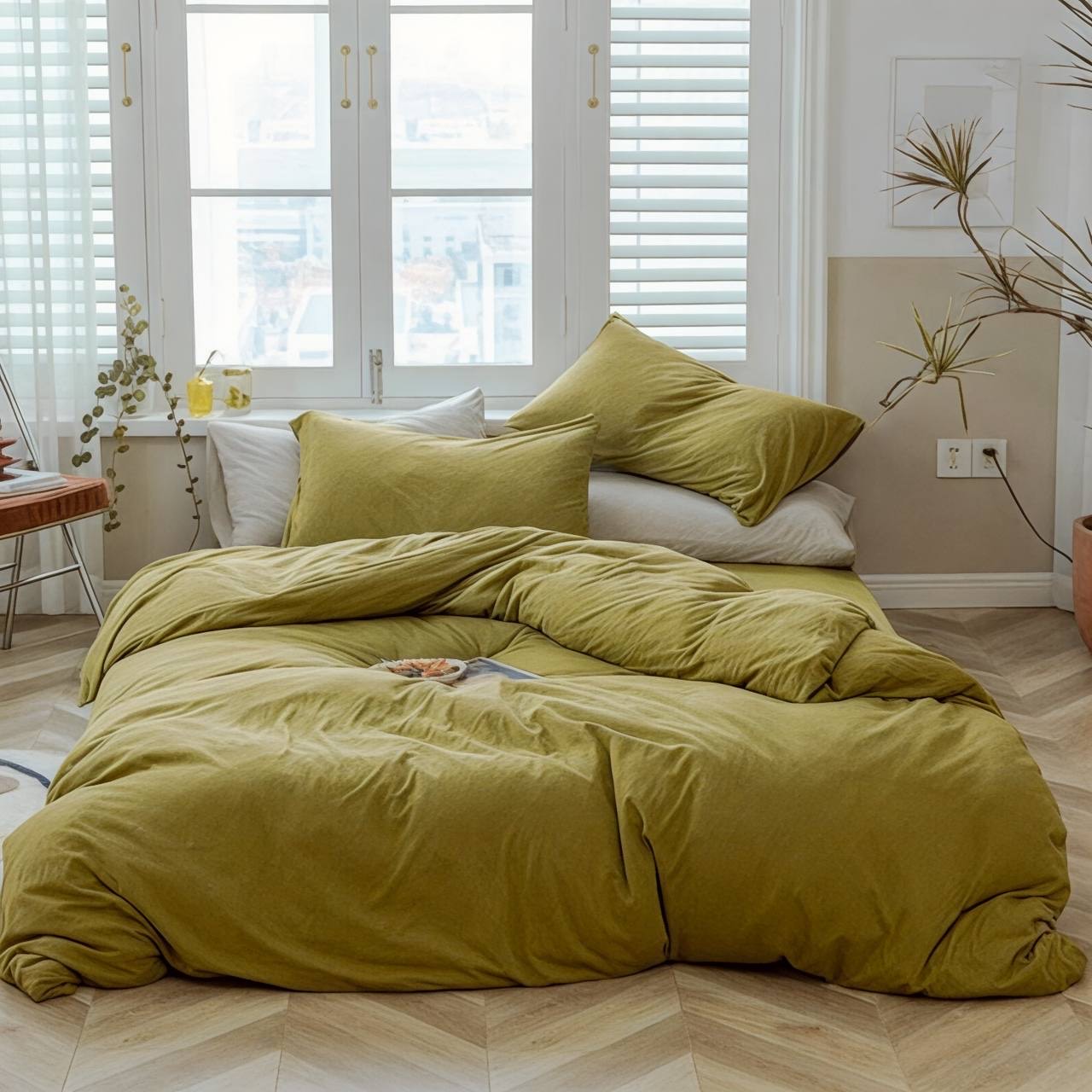 Постільна білизна з ранфорсу, колір Гірчичний