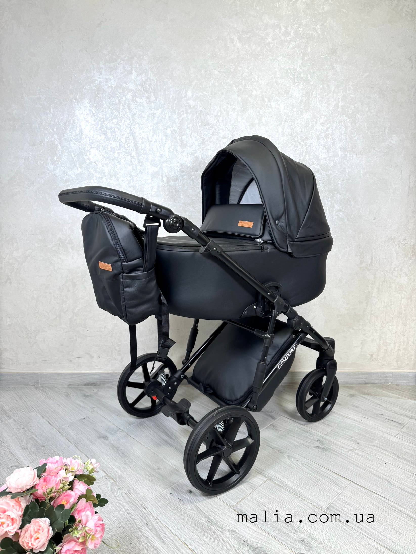 Коляска 2в1 Donatan Comfort екошкіра чорний