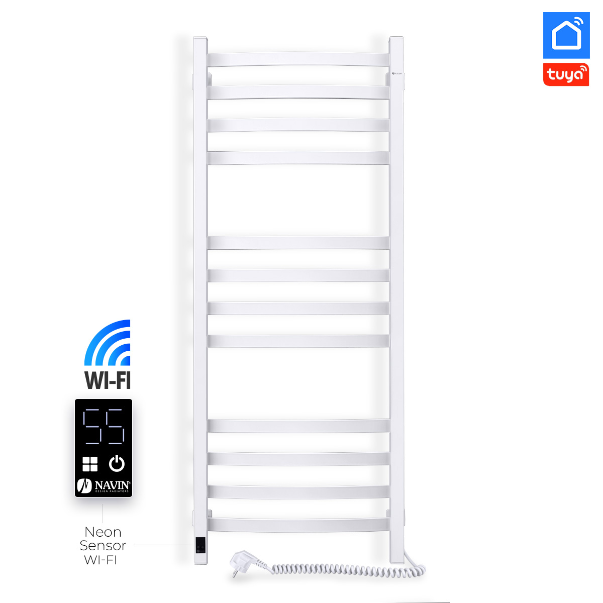 Рушникосушка електрична NAVIN Avalon 480×1200 Sensor з Wi-Fi права, біла