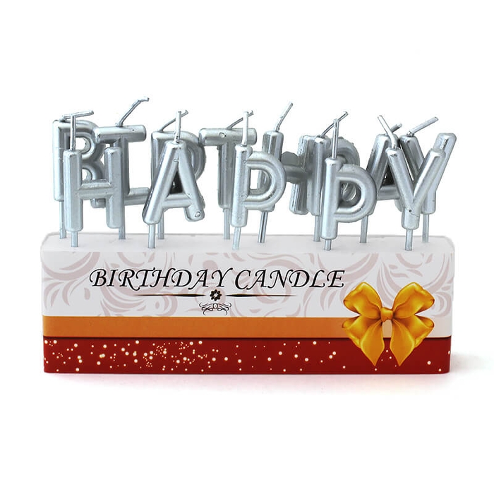 Свічки буквами Happy Birthday срібло