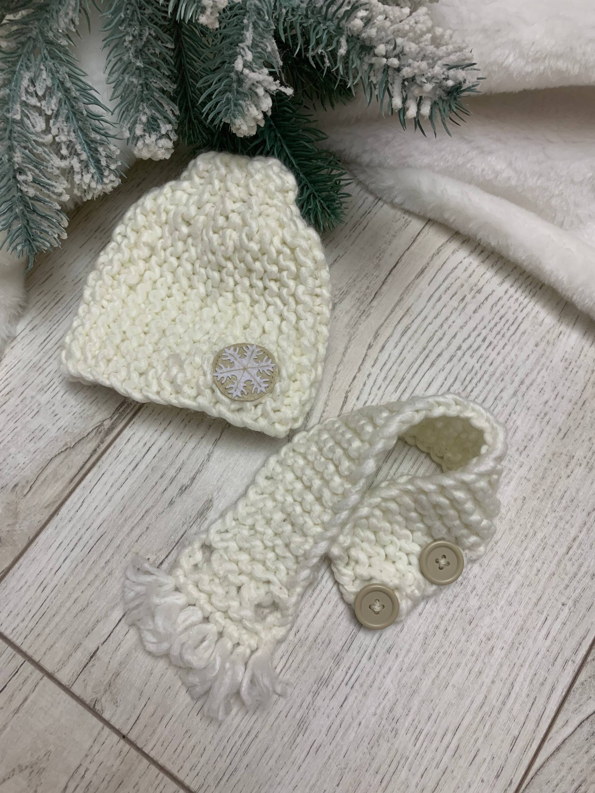 В'язані шапки для Baby Born 43см: зимова шапка і снуд для ляльки