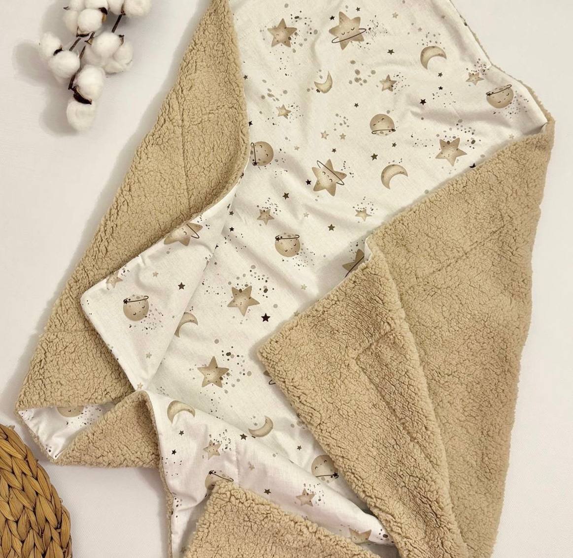 Дитячий плед для новонародженого з плюшу Тедді та бавовни 100×80 см