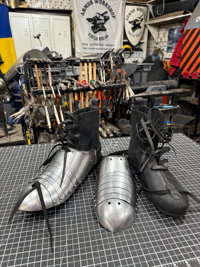 Set leather boots with steel sabatons model «X»