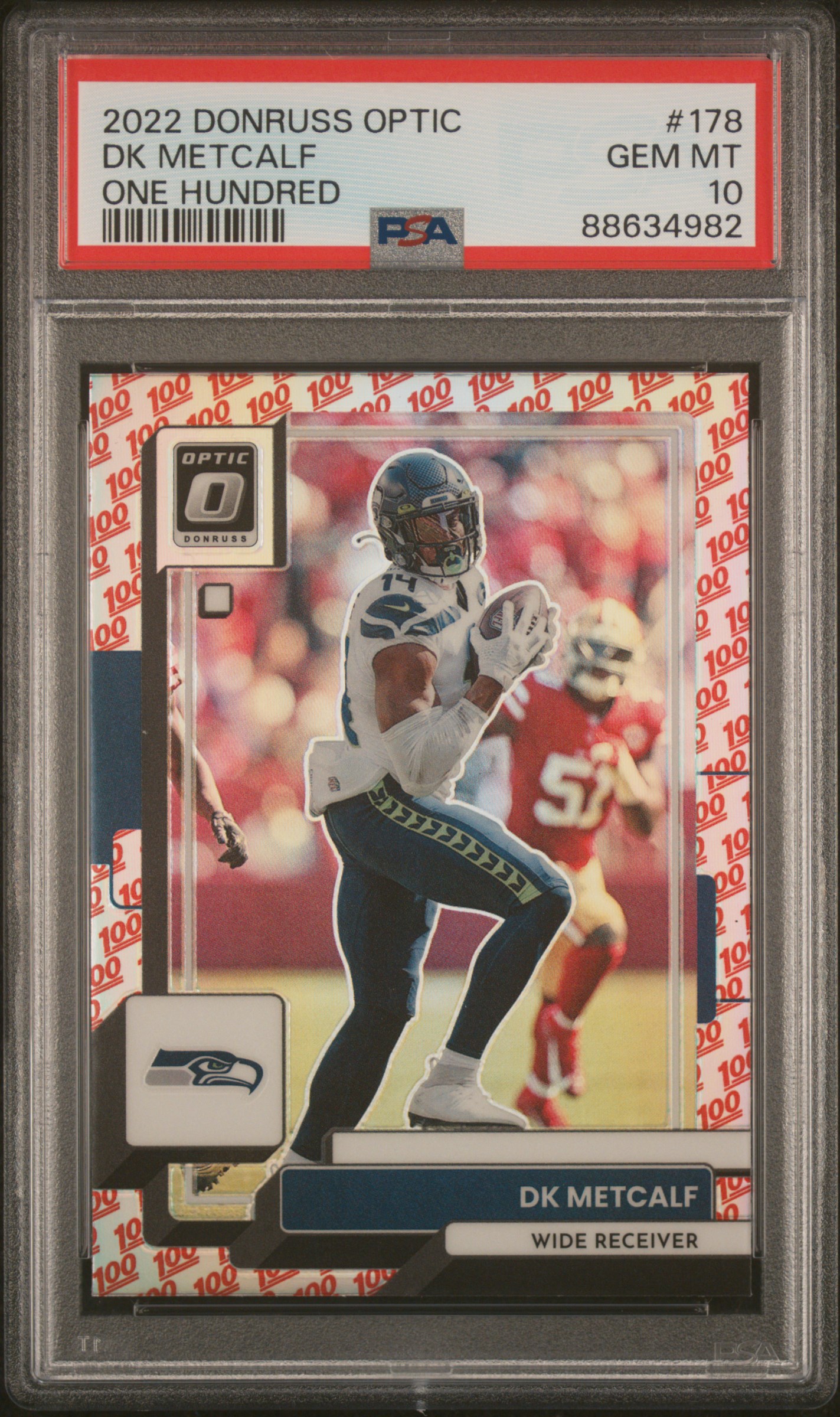DK Metcalf 2022 Panini Donruss Optic One Hundred #178 – PSA 10 Gem Mint