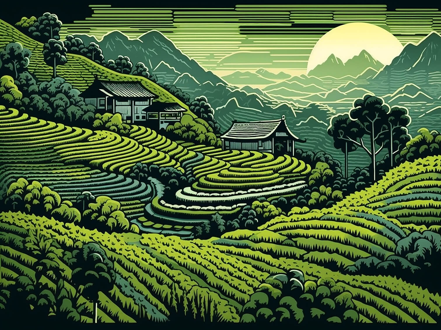 Rice terraces of Jatiluwih, 60x80 cm, original acrylic painting on canvas