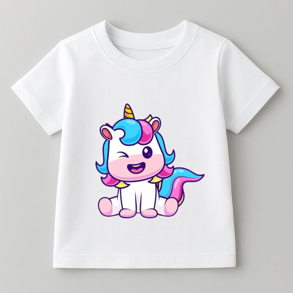 ДИТЯЧА ФУТБОЛКА КОТОН БІЛИЙ КОЛІР З ПРИНТОМ "ЄДИНОРІГ4"