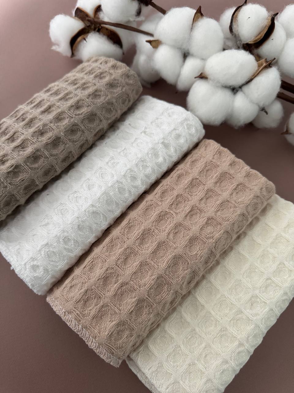 Комплект багаторазових серветок 35×35 см з вафельної тканини — дитячі хустинки для немовляти, бавовняні