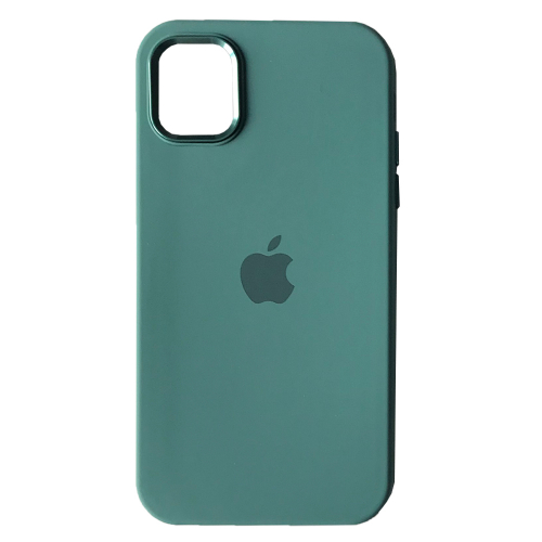 Silicone Case Full (Metal Frame and Buttons) for iPhone 12/12 Pro Pine green