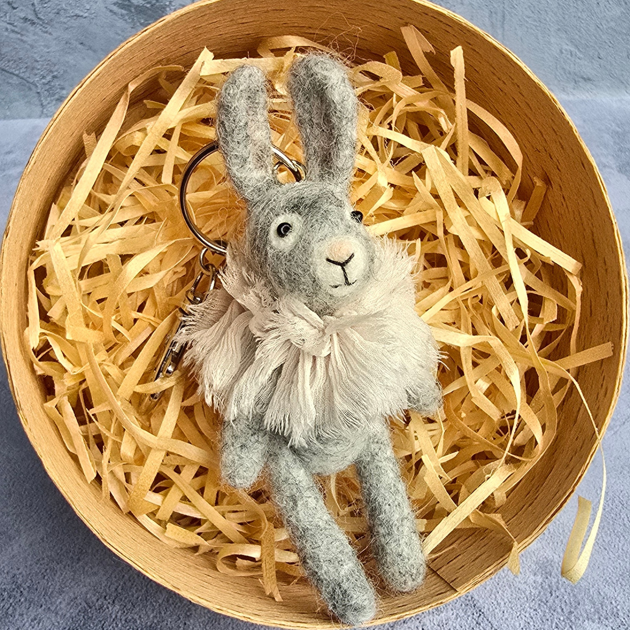 Key Chain Rabbit with silk colllar