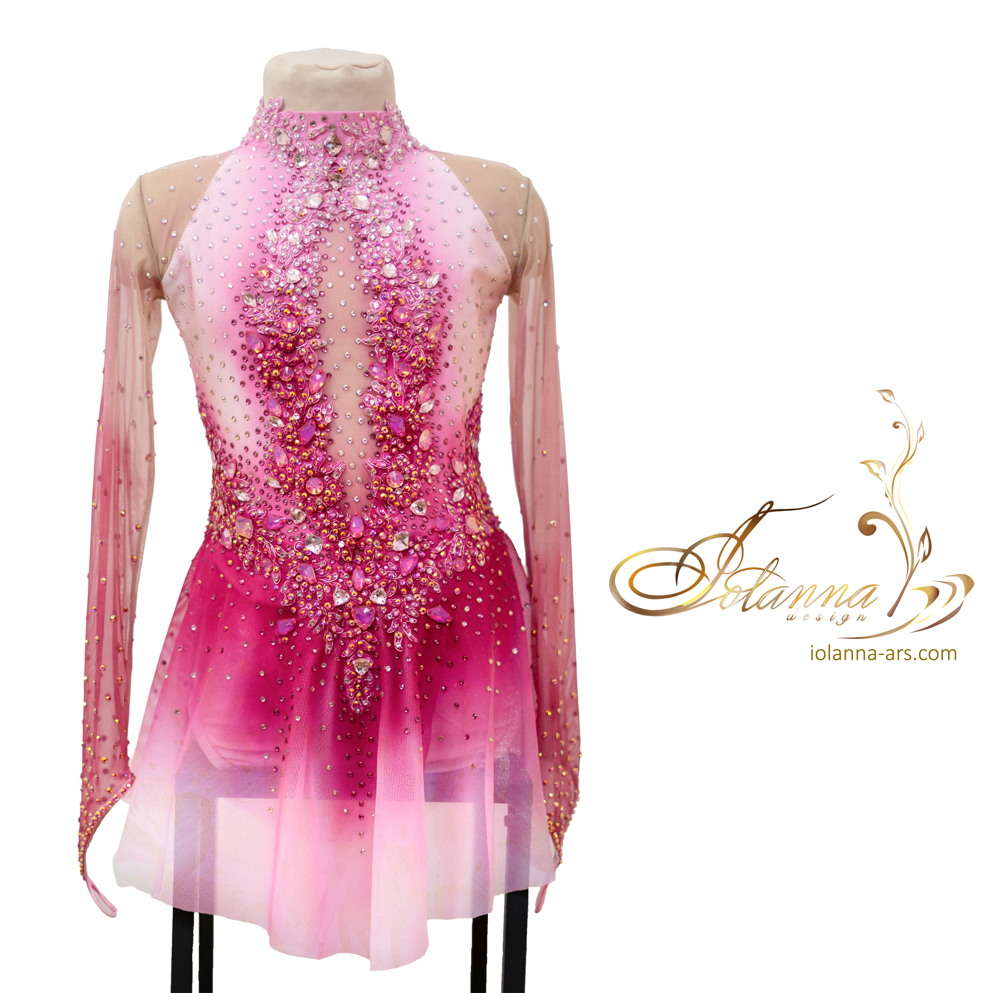 Custom pink figure skating dress