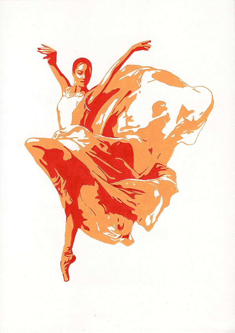 Dancer_6, 42x30 cm original acrylic painting on paper