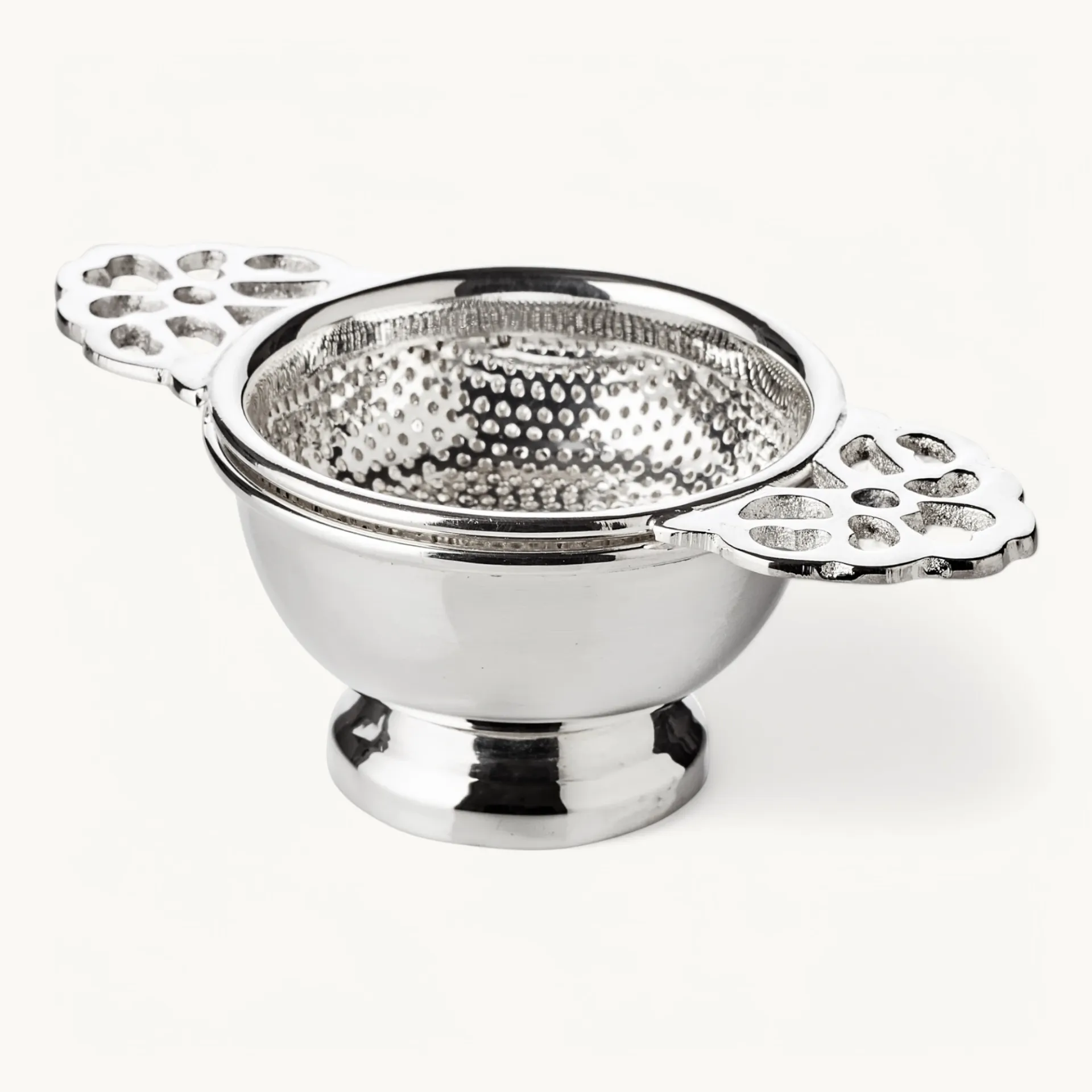 Ситечко Edzard Assam для чаю з тримачем, 6×11×4 см, щільне посріблення