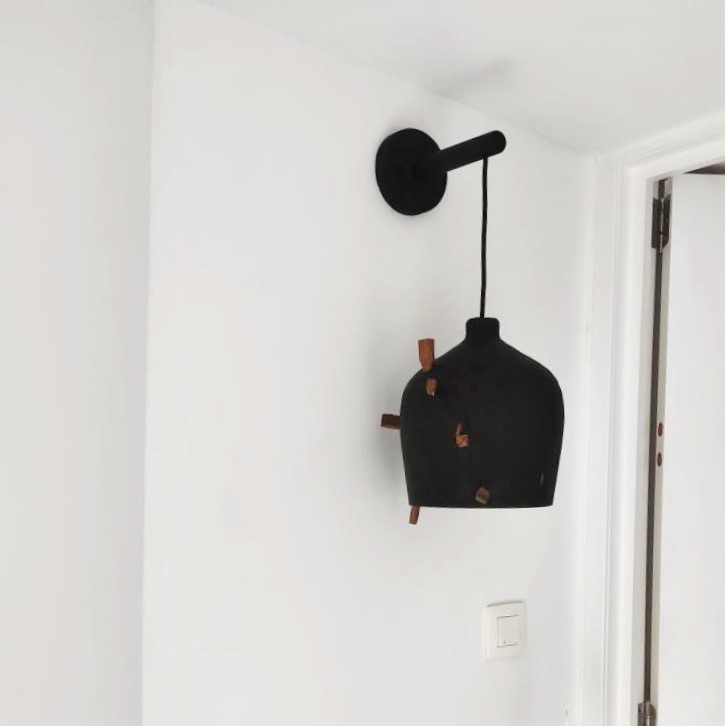 black wood pendant light, handcraft bedside hanging lamp