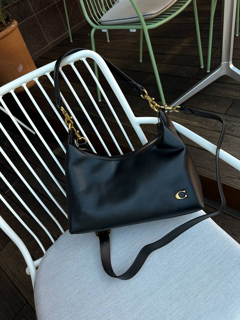 Coach Juliet Shoulder Bag Black Smooth Leather