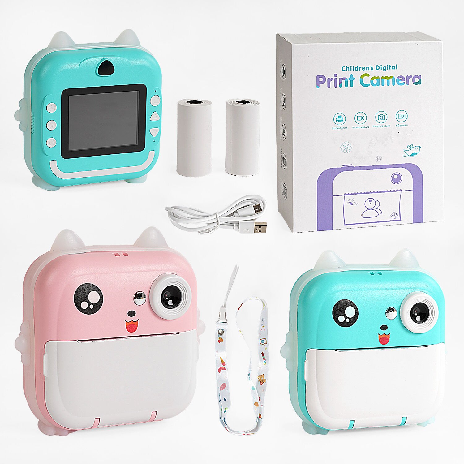 Дитяча камера миттєвого друку C64270 — фото, відео, ігри, Bluetooth та друк без чорнил (2 кольори)