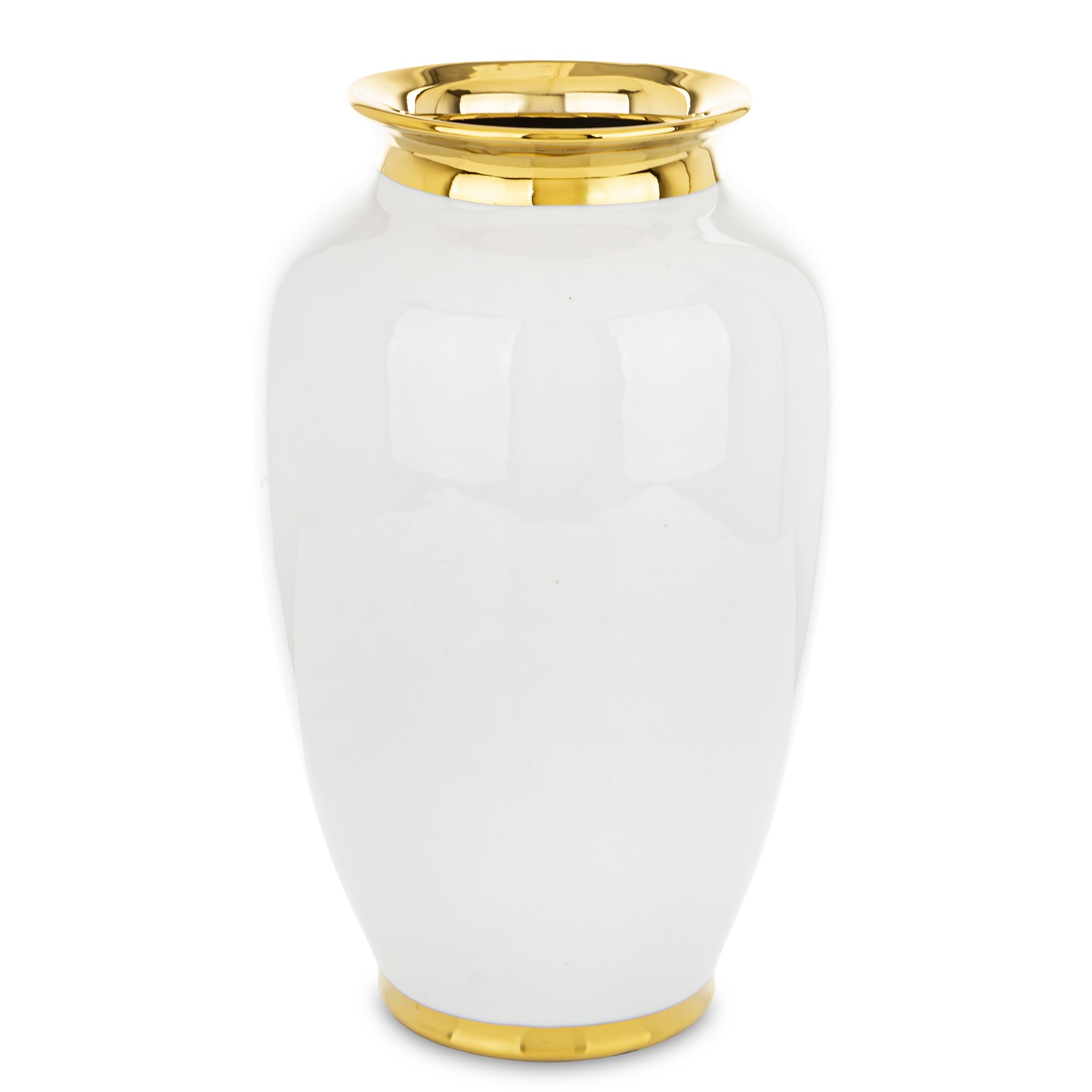 Декоративна ваза біла із золотом 26,5x15x15 см – стильний аксесуар для декору інтер’єру