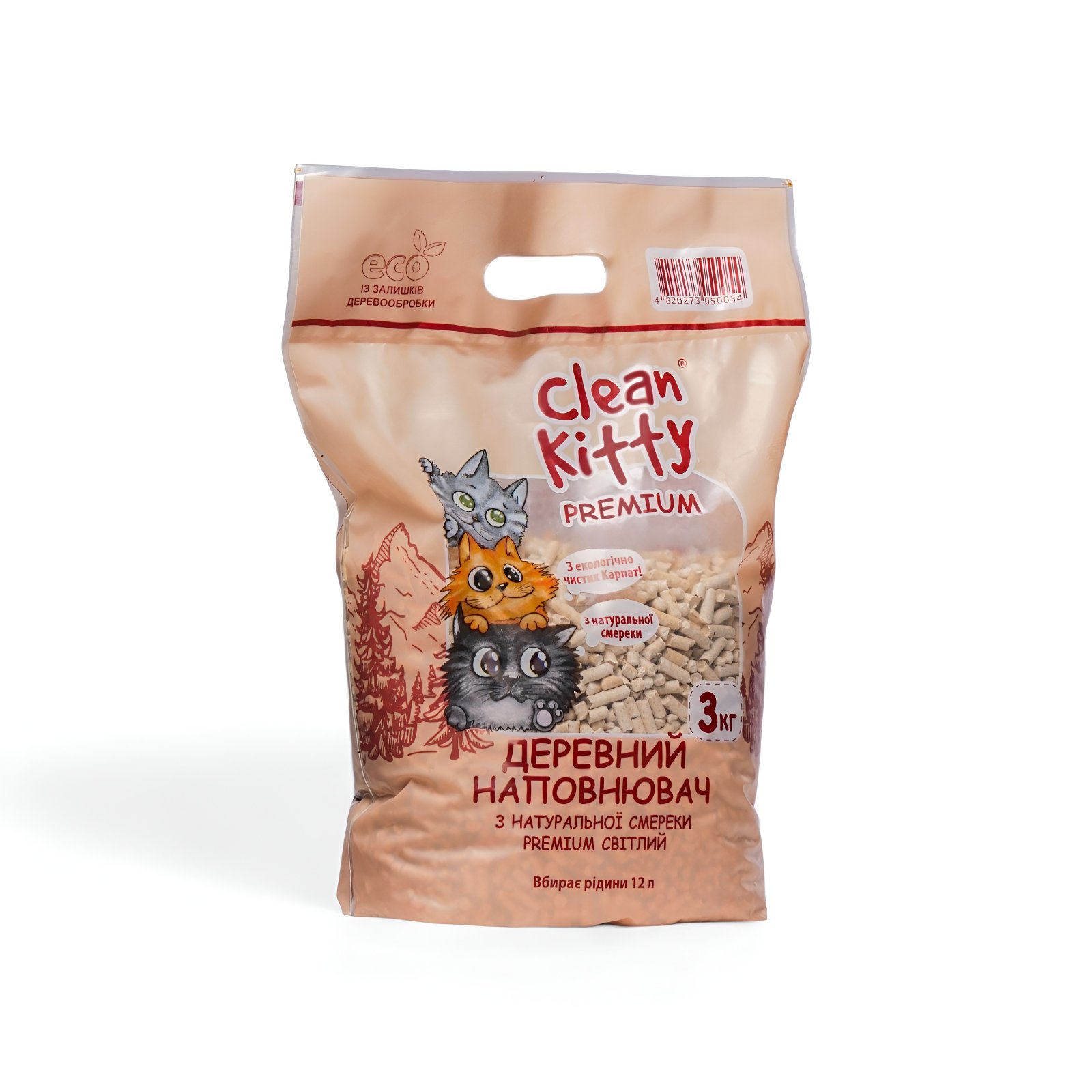 Clean Kitty Premium - світлий деревний наповнювач зі смереки, 3 кг