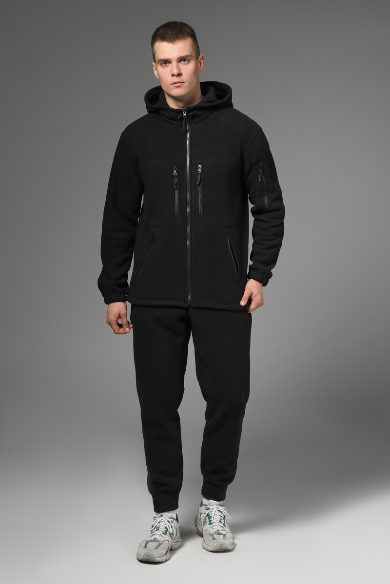 Флісовий спортивний костюм з капюшоном Plus.Plus Black